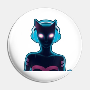 Cyborg synthwave cat lady DJ Pin