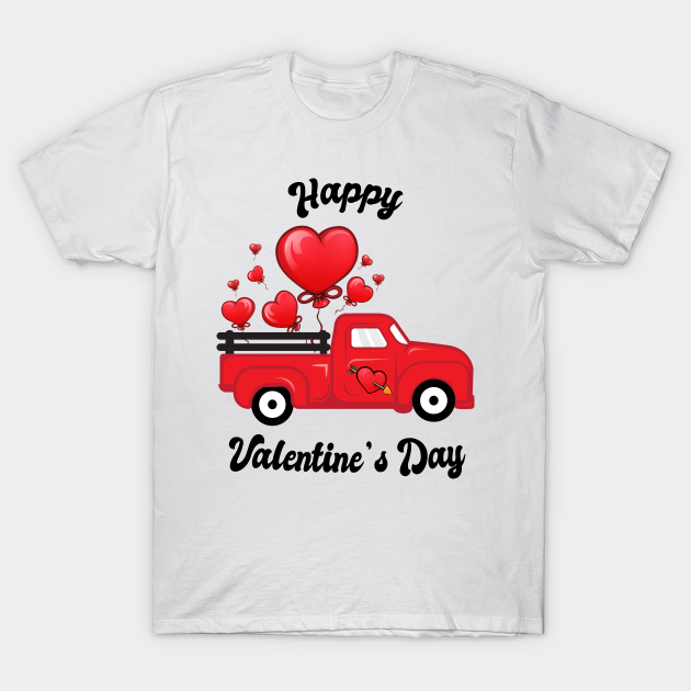 Discover Happy Valentine's Day - Old Red Truck - T-Shirt