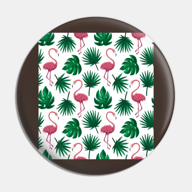 Flamingo Tropical Leaf Seamless Pattern Pin by RubyCollection