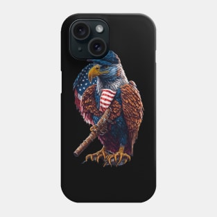 American eagle, flag, baseball hat and baseball bat Tshirt design Phone Case