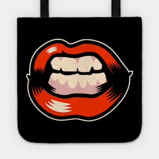 Grrr Red Lips and Teeth Tote