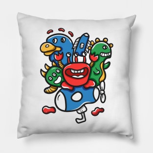 Monster Character Doodle Art Pillow