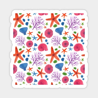 Cute Watercolor Beach Pattern Magnet