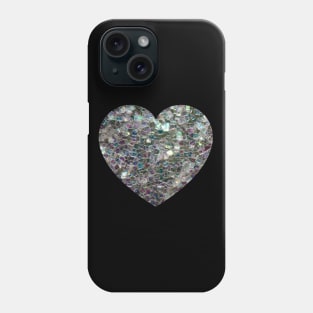 Sparkly silver mosaic glitter Heart faux sparkles love Valentines Phone Case