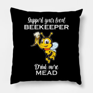 Drink more mead - Bee with drinking horn - Mead Pillow