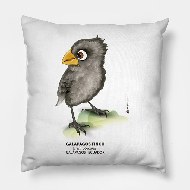 Galápagos Finch Pillow by makikelly