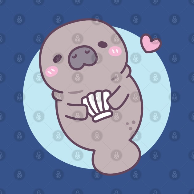 Cute Manatee Holding Seashell by rustydoodle