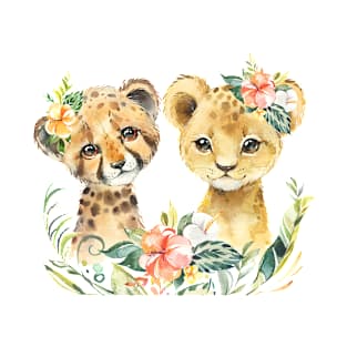 Lion and Cheetah Baby Cats T-Shirt