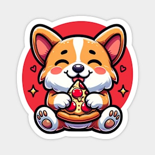 Cute Corgi Eating Pizza Pet Lover Corgi Mom Magnet