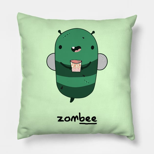 Kawaii Bee Zombie Pillow by Sofia Sava