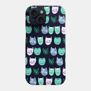 Green cats in a row pattern Phone Case