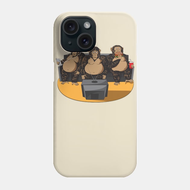 Three Modern Monkeys Phone Case by Johnny Nova