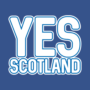 YES SCOTLAND, Scottish Independence White and Saltire Blue Layered Text Slogan T-Shirt