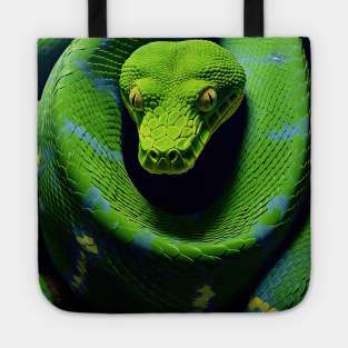 Vivid Realism: The Green Mamba in Oil Tote