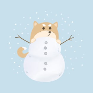 Shiba Inu playing in the Snow T-Shirt