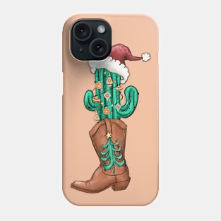 Cowboy boots, Christmas hat, Western Christmas, Howdy Christmas Phone Case