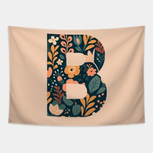 Whimsical Floral Letter B Tapestry