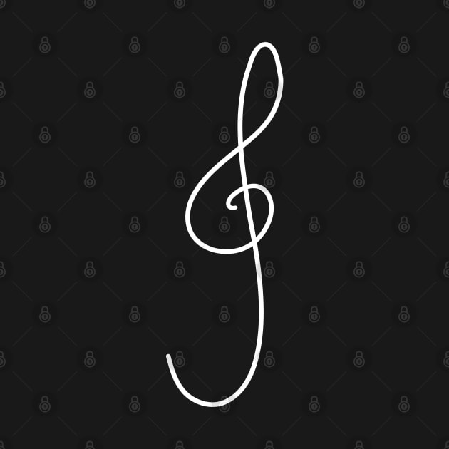 Treble G Clef Hand Drawn White by phoxydesign