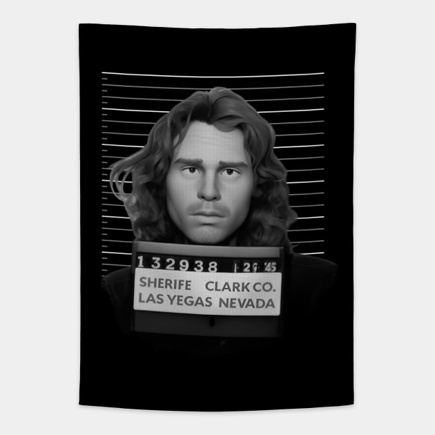 Jim Morrison mugshot cartoon Tapestry by BAJAJU