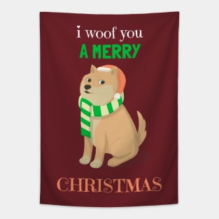 I Woof You A Merry Christmas Tapestry