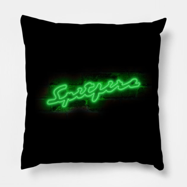 Triumph Spitfire 1960s classic car emblem neon Pillow by soitwouldseem