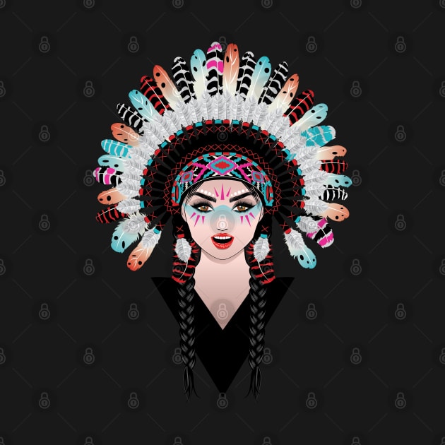 Tribal girl in war bonnet by AnnArtshock