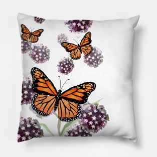 Monarch butterfly and milkweed Pillow