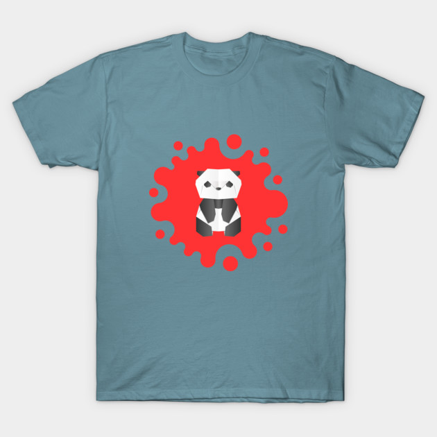 Discover Cute Origami Baby Panda on a Red Splash - Origami Baby Panda - T-Shirt