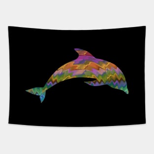 Surfing Dolphin Silhouette Abstract Art Tapestry