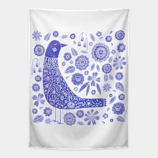 Nordic Bird Blue Tapestry