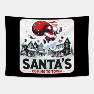 Santas Coming To Town Tapestry