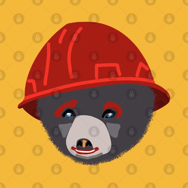 Funny Bear Cub in Red Hard Hat Building Inspector Humor by The Trades Store