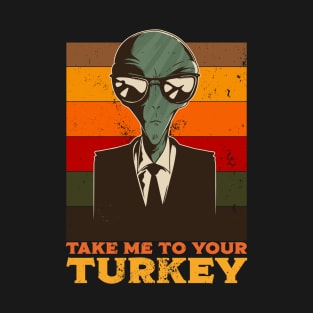 Funny Retro Alien Thanksgiving T-Shirt