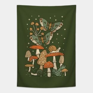 Mushroom Garden Winter Night Tapestry