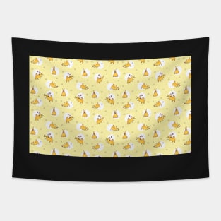 Curious Dogs and butterfly pet bandana Tapestry