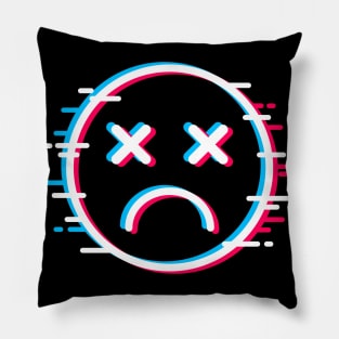 Glitch Face Dead Sad Pillow