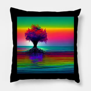 Tree glitch art Pillow