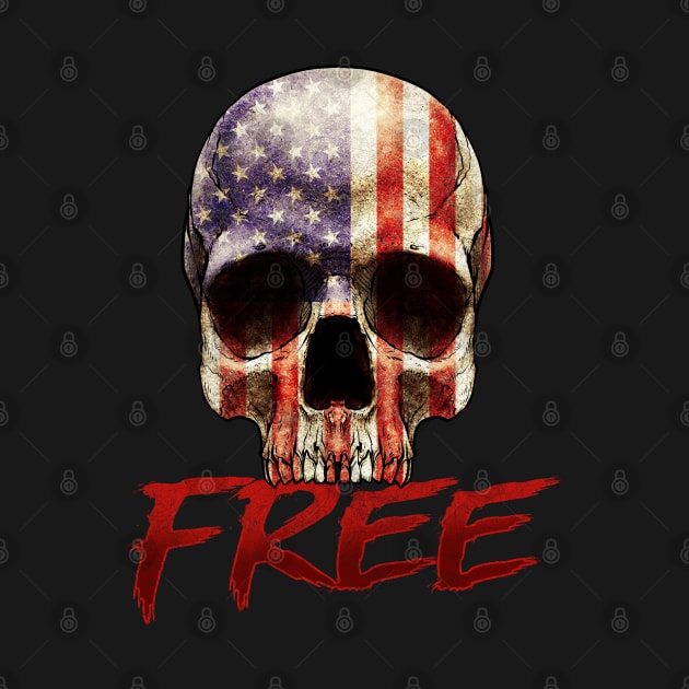 Free Skull American Flag US Tee American Flag Patriot by Proficient Tees