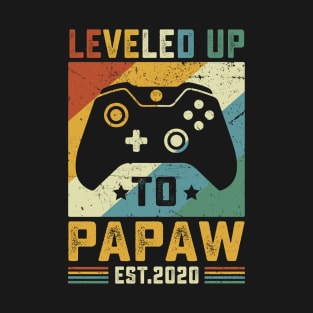 Vintage Leveled Up To Papaw Est.2020 T-Shirt