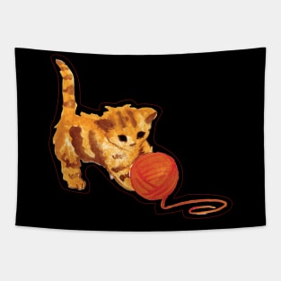 Cat playing with ball Tapestry