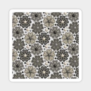 Floral Pattern Art On White Background Magnet