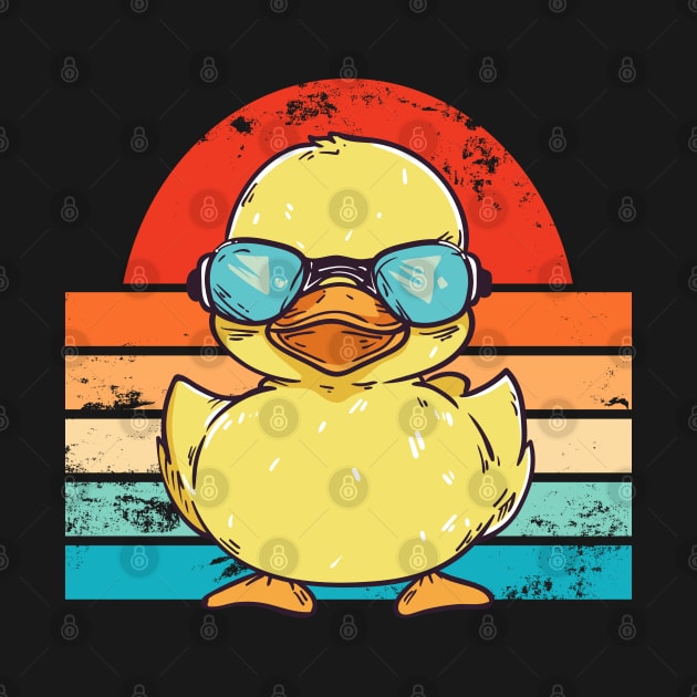 Cool Retro Yellow Duck in Sunglasses 70s 80s Funny Duck by KsuAnn