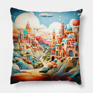 City Landscape Concept Abstract Colorful Scenery Painting Pillow