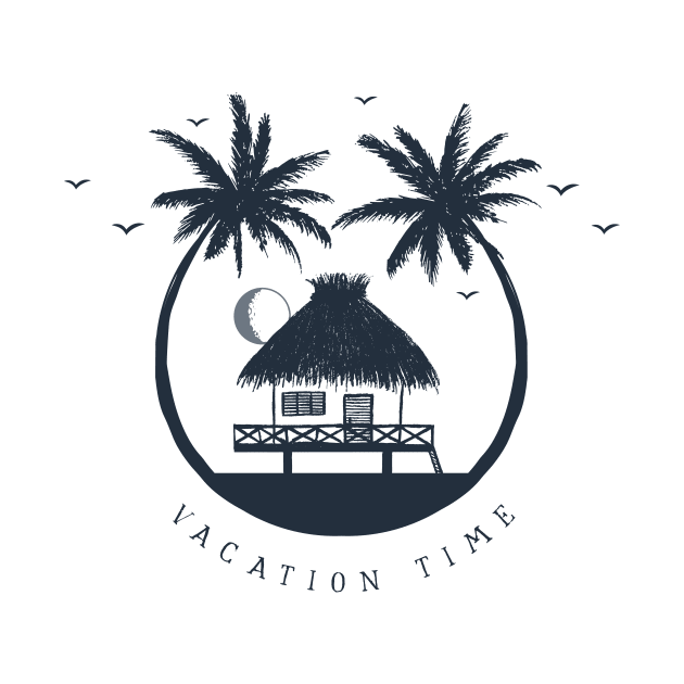 Summer. Beach Hut. Vacation Time. Creative Illustration by SlothAstronaut