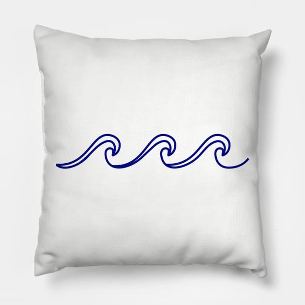 Blue Rough Sea Pillow by XOOXOO