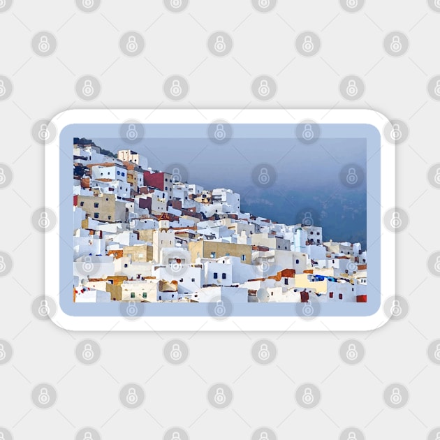 Spectacular view of Tetouan Morocco, watercolor painting of a Moroccan tourist town Magnet by Modern Art