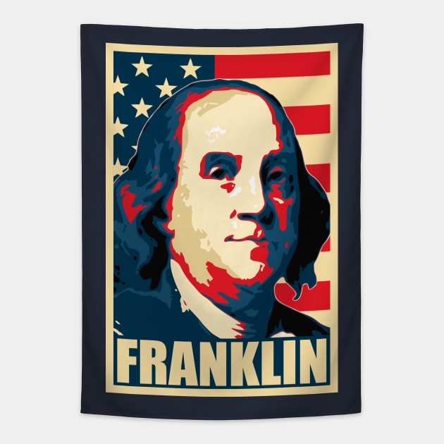 Benjamin Franklin Propaganda Poster Art Tapestry by Nerd_art