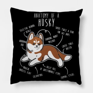 Red Siberian Husky Dog Anatomy Pillow