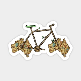 Australian Bike For Aussie Bikers with Map of Australia, Retro Vintage Australian Bicycle, Artistic Aesthetic Australian Map Art Pun For Cyclist And Cycling Lovers Mom Dad And Racers or Bikers Magnet