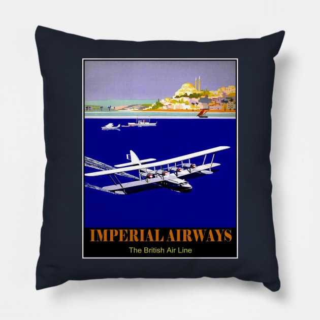 Imperial Airways : Vintage Seaplane Travel Print Pillow by posterbobs